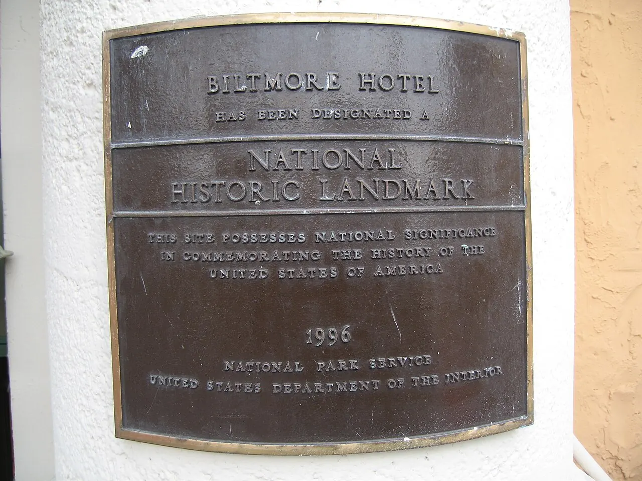The Biltmore Hotel, Coral Gables: Biltmore Hotel at Coral Gables plaque
